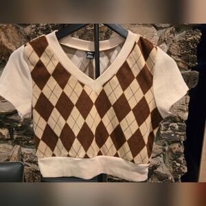 Argyle V-Neck Crop Top